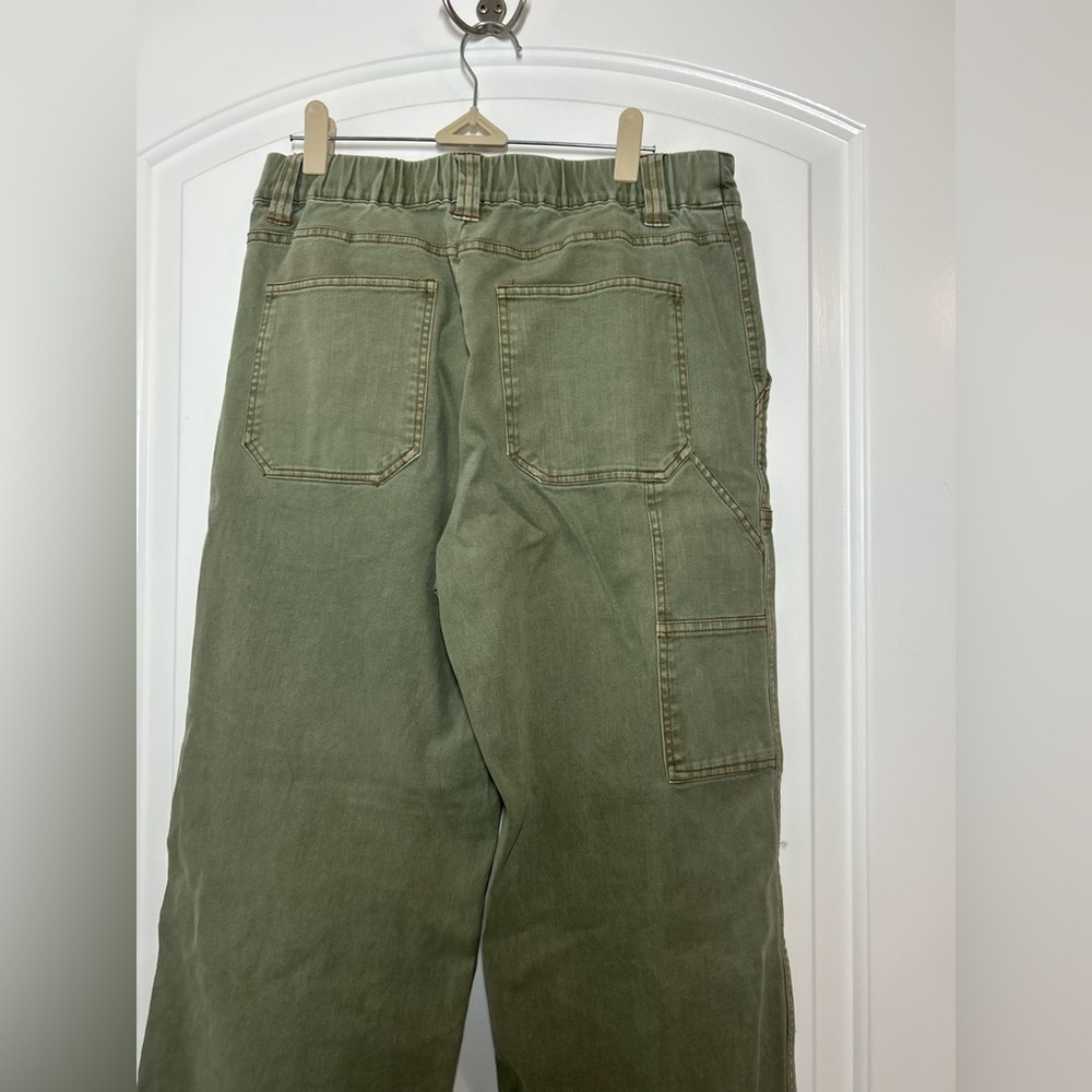 Young Fabulous & Broke YFB Workwear Green Wide Leg Pants Size Medium 90s utility - Picture 6 of 13